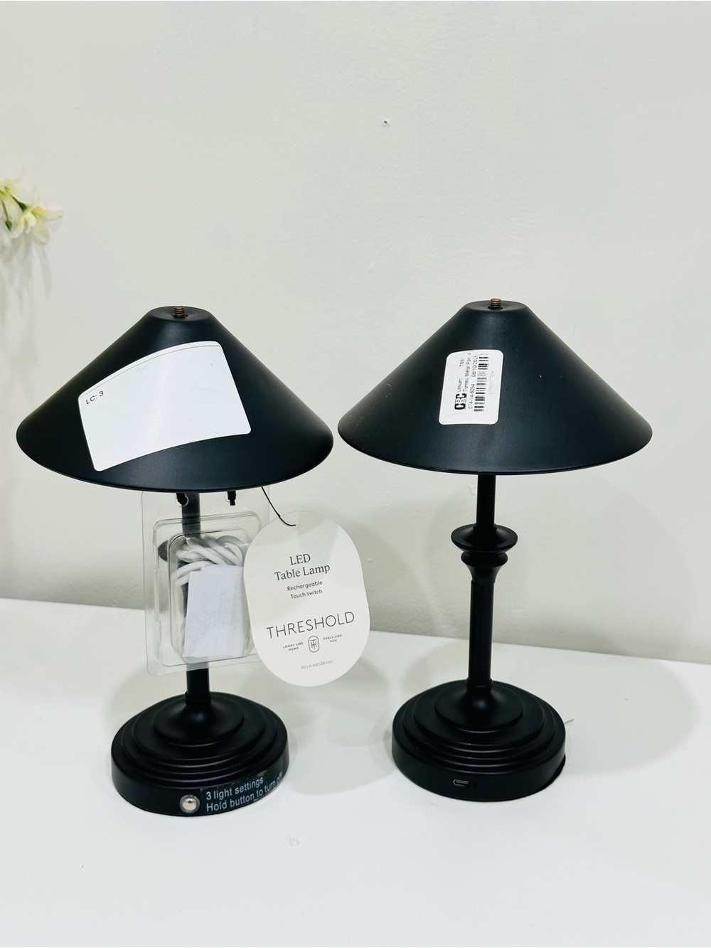 Turned Metal Portable Table Lamp Black (Includes LED Light Bulb) - Threshold